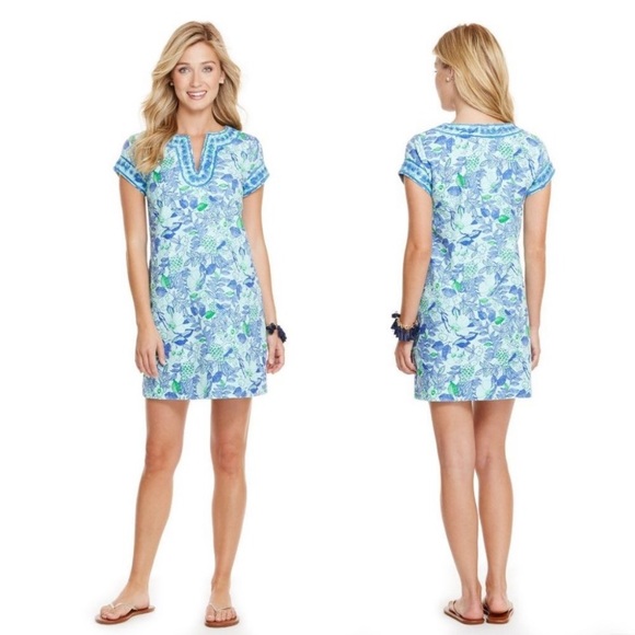 VINEYARD VINES Linen dress Embroidered flower bird tunic shift dress 00 wedding - Picture 2 of 13